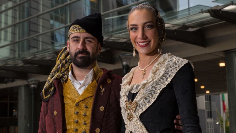 Pere Fuset, concejal de cultura festiva y presidente de la Junta Central fallera, y Raquel Alario, Fallera Mayor de Valencia en Bruselas