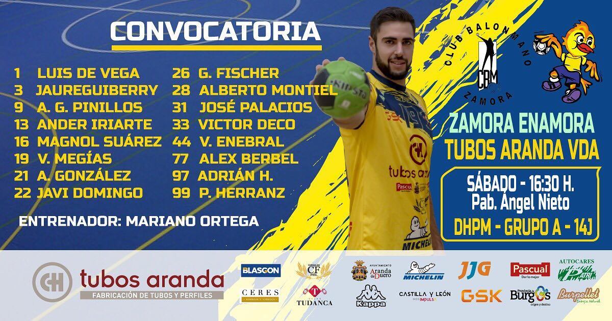 Convocatoria del Tubos Aranda para medirse a Zamora