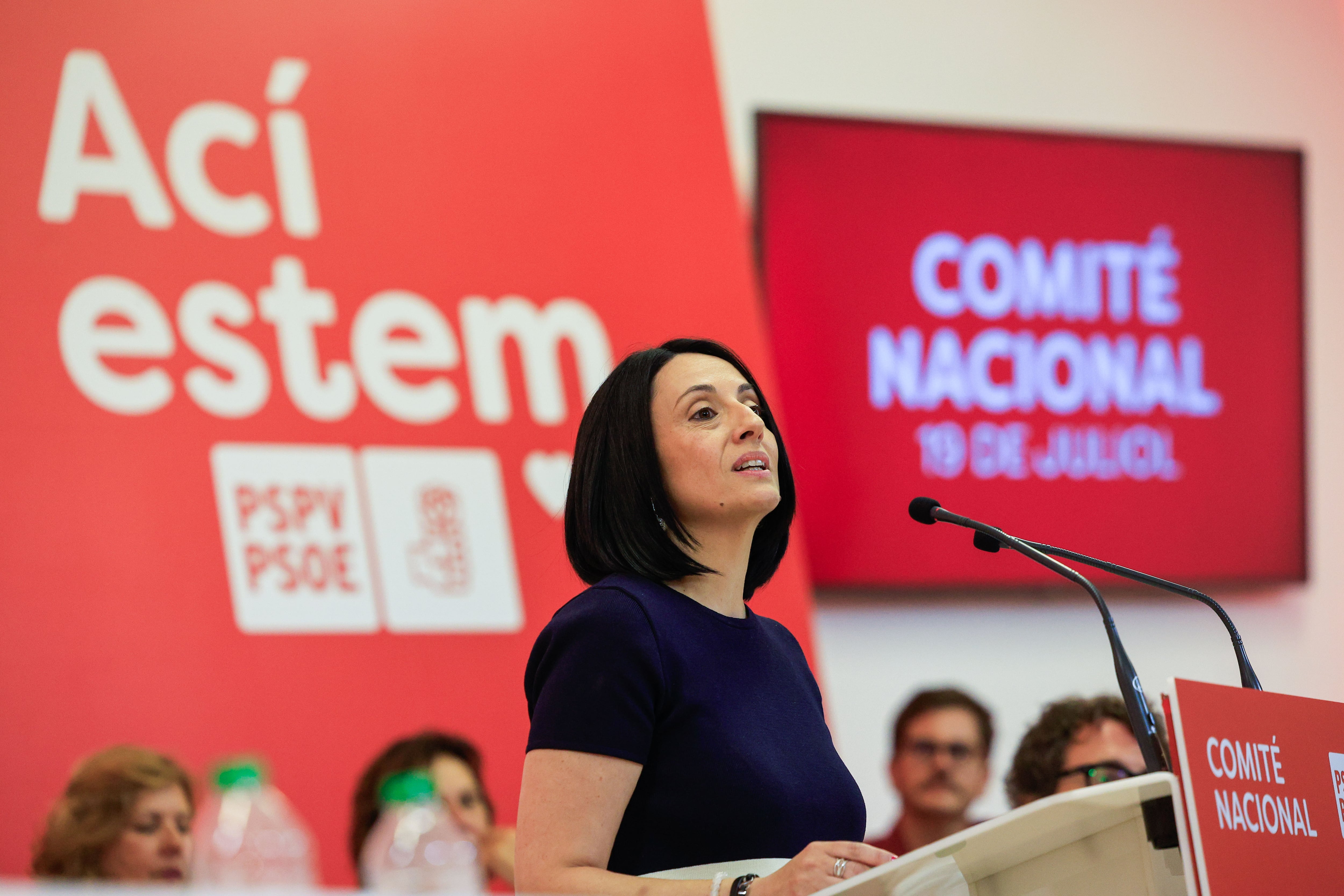 La secretaria de Organización del PSOE, Rebeca Torró, este sábado durante el Comité Nacional del PSPV, que pretende reforzar su apuesta feminista, su lucha contra los discursos de odio y la defensa de los servicios públicos.