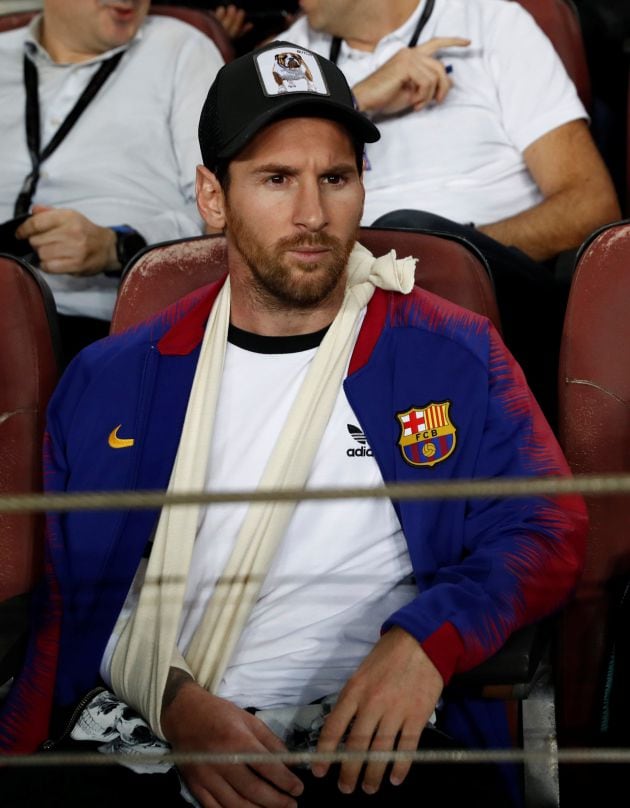 Leo Messi, durante el Barça - Inter en el Camp Nou