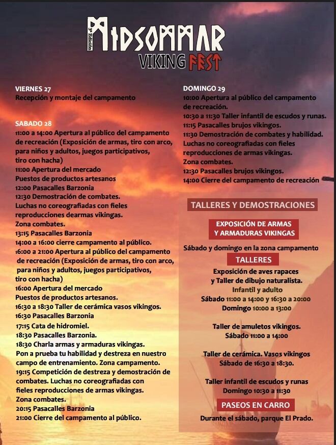 Actividades durante todo el fin de semana