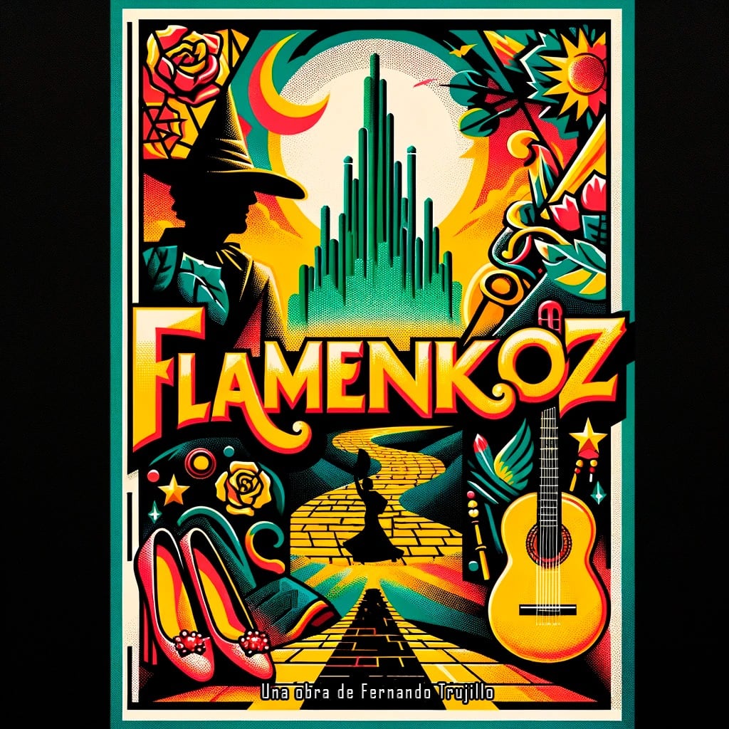 Cartel anunciador de la obra Flamenkoz creado con Inteligencia Artificial