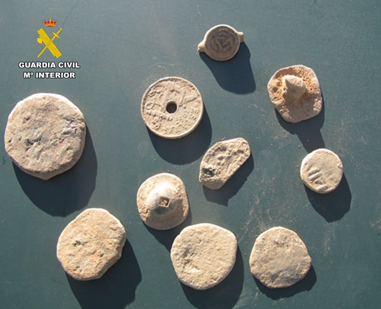 Piezas arqueológicas expoliadas por los detenidos