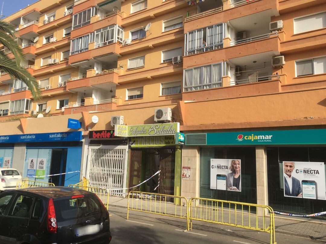 Zona afectada por el derrumbe de la terraza de la vivienda de la primera planta. 
