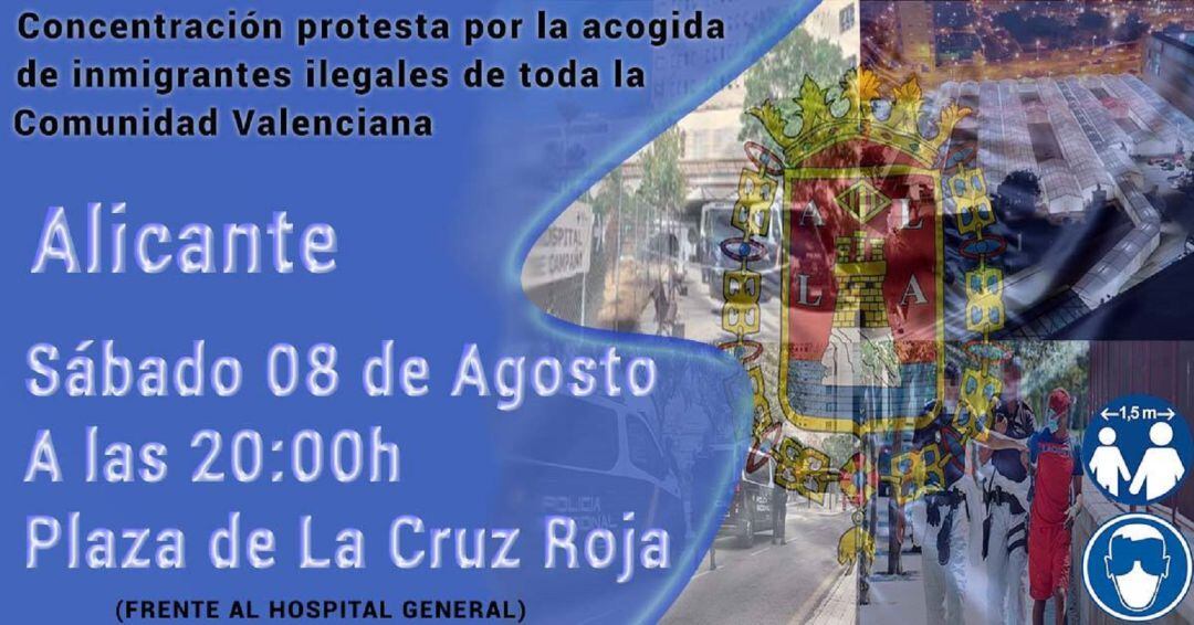 Iamgen de la convocatoria de la concentración contra la acogida de inmigrantes