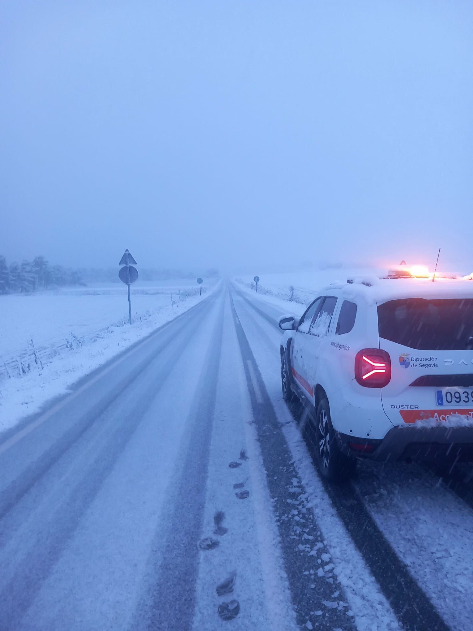Nieve en las carreteras segovianas