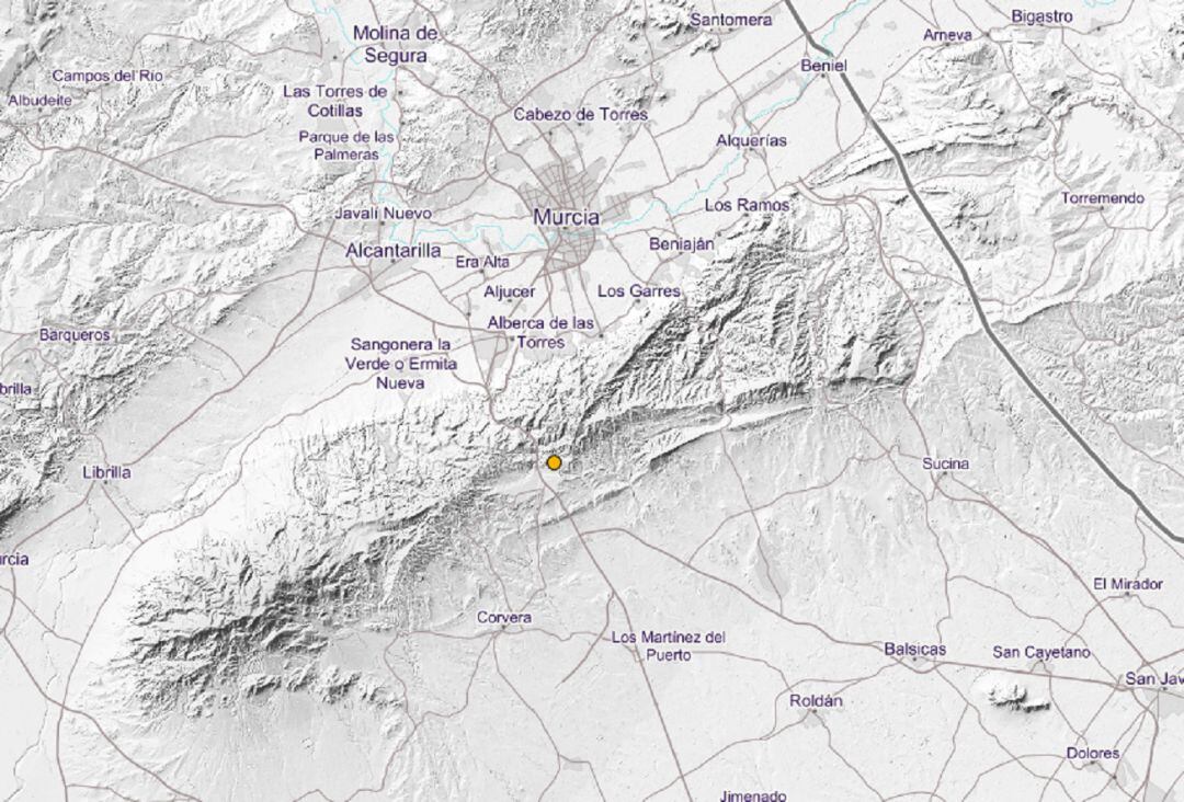 Sentido un terremoto de 2,3 grados al sur de Murcia 