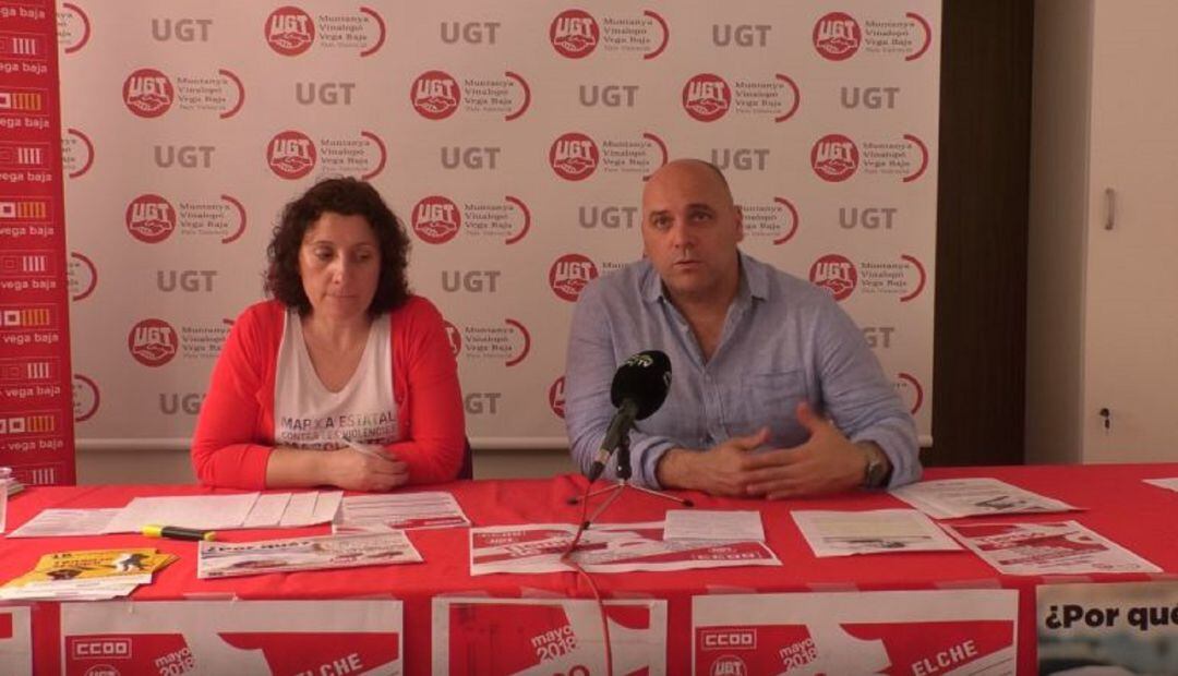 Carmen Palomar secretaria de CCOO e Ismael Senent UGT