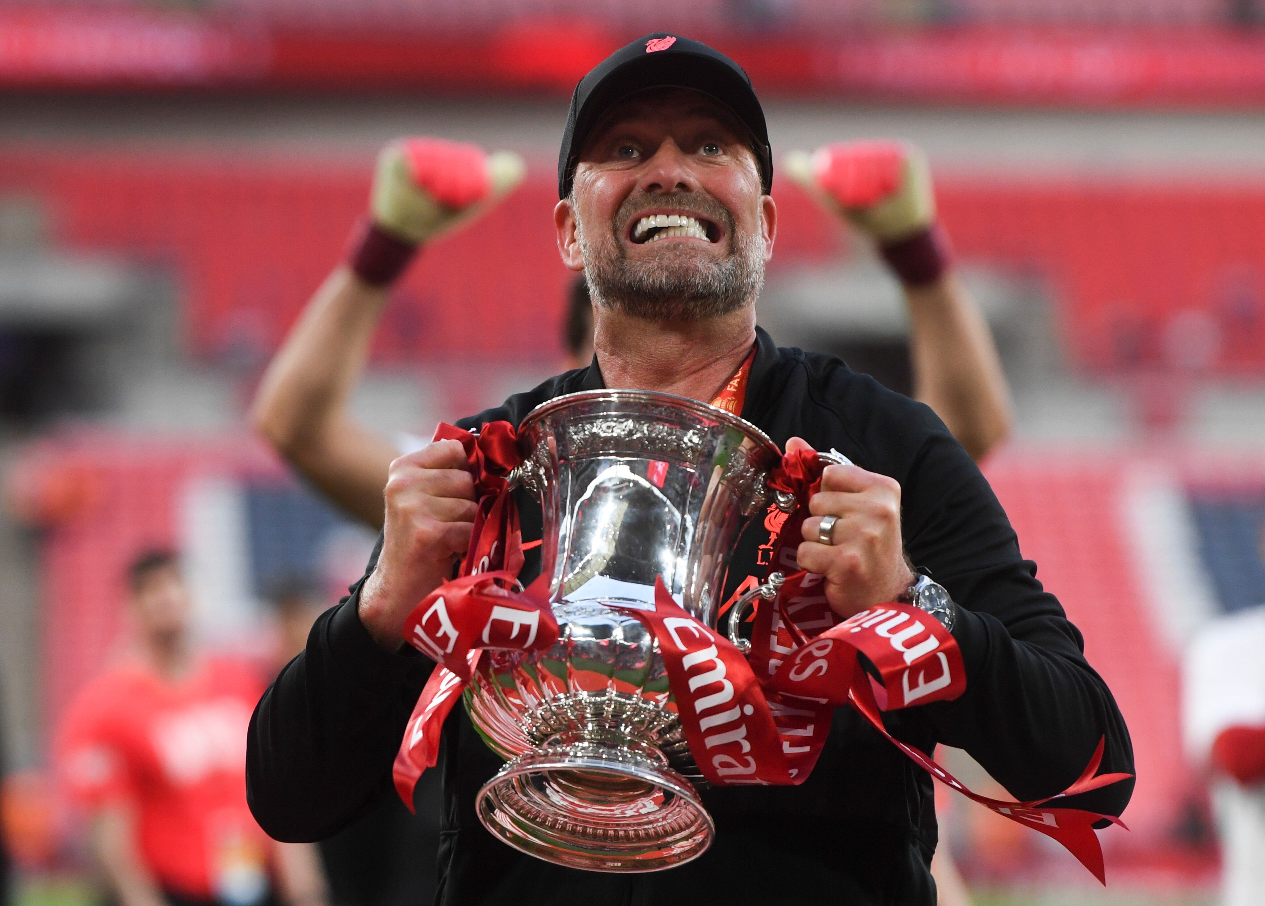 Jurgen Klopp celebrando el título de la FA Cup.