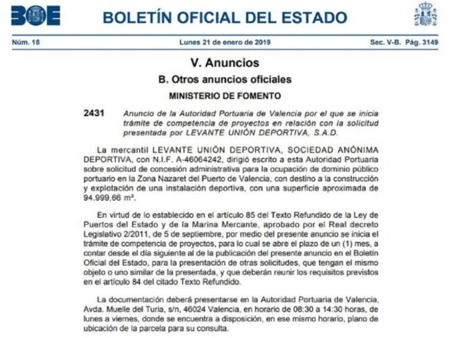 El BOE anunció el concurso sobre la zona de Nazaret