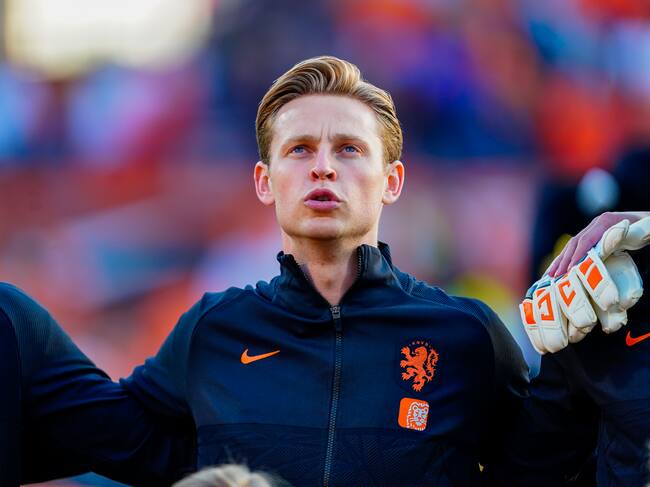 ROTTERDAM, NETHERLANDS - JUNE 14: Frenkie de Jong of the Netherlands during the UEFA Nations League A Group 4 match between the Netherlands and Wales at the Stadion Feyenoord on June 14, 2022 in Rotterdam, Netherlands (Photo by Geert van Erven/Orange Pictures/BSR Agency/Getty Images)