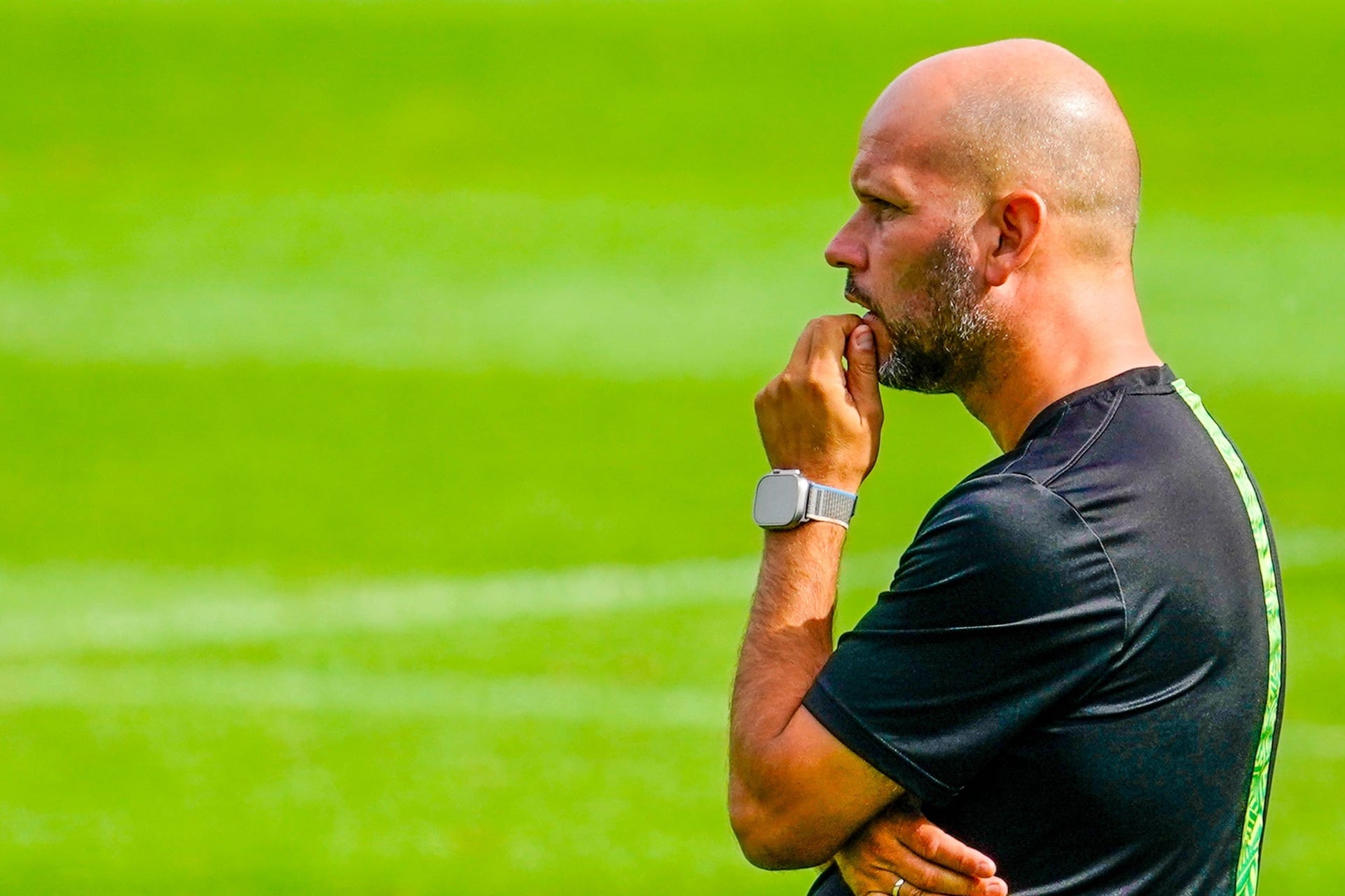 José Alberto López, en un entrenamiento del Racing