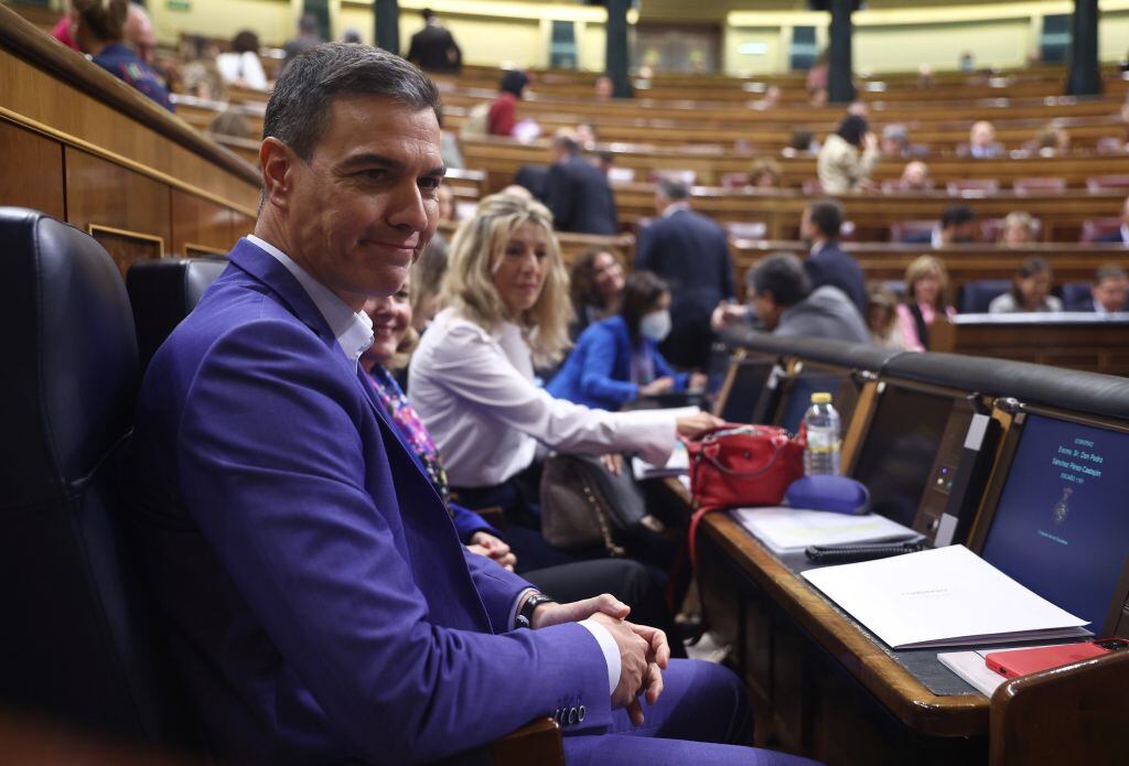 El presidente del Gobierno, Pedro Sánchez, durante la sesión de control en el Congreso.