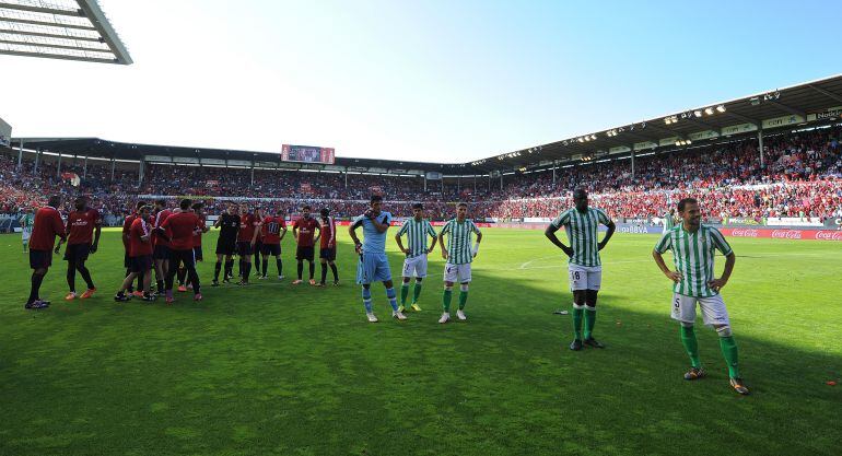 Los jugadores del Osasuna - Betis del 18 de mayo de 2014 sobre el que existe la sospecha de un presunto fraude.