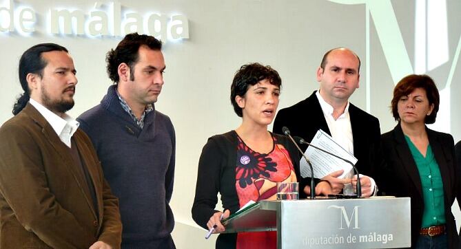 Rueda de prensa de miembros de IU y PSOE en la Diputación Provincial de Málaga