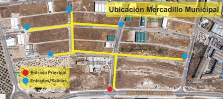 Mapa del Polígono de los Olivares donde se ubicará el mercadillo.