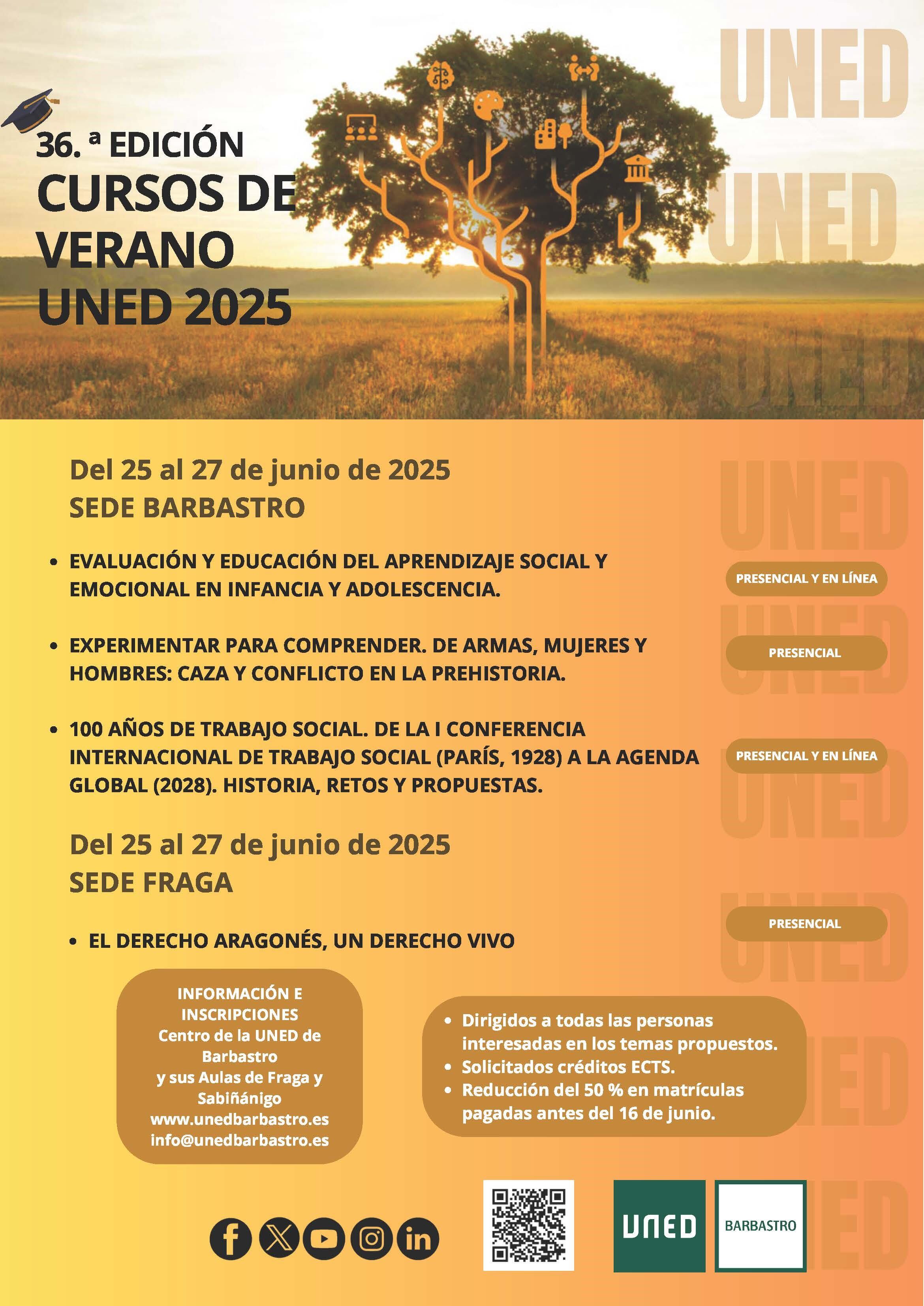 Cartel cursos de verano 2025 en la Uned de Barbastro