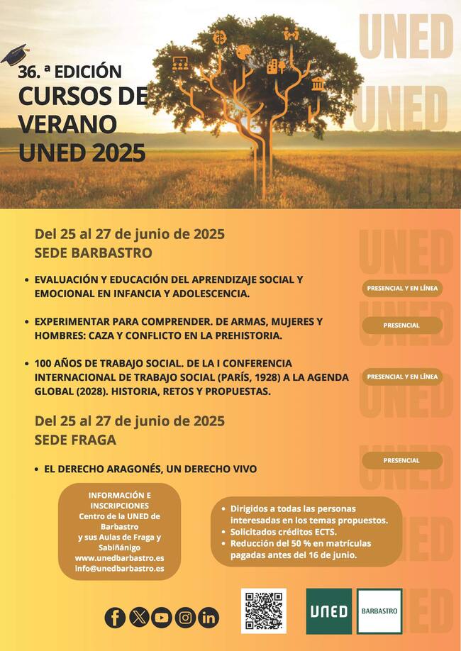 Cartel cursos de verano 2025 en la Uned de Barbastro