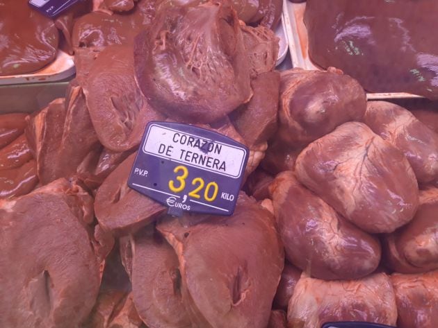 Corazón de ternera, en el Mercado de los Mostenses.