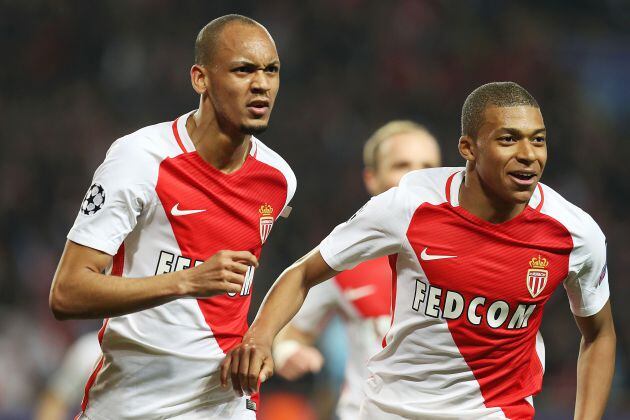 Fabinho y Mbappé en el Mónaco