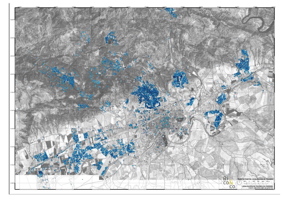 Trabajo de José Carlos Rico cruzando los datos del Catastro con este mapa online de cartografía base para el Open Streen Maps