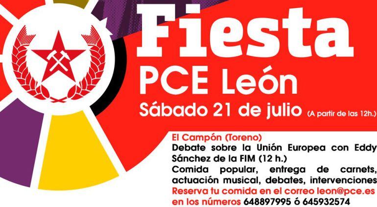 Cartel de la Fiesta del PCE de León