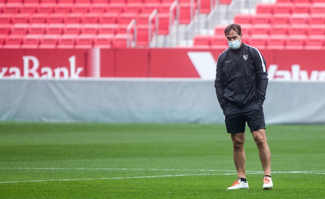 Lopetegui, durante un entrenamiento con el Sevilla