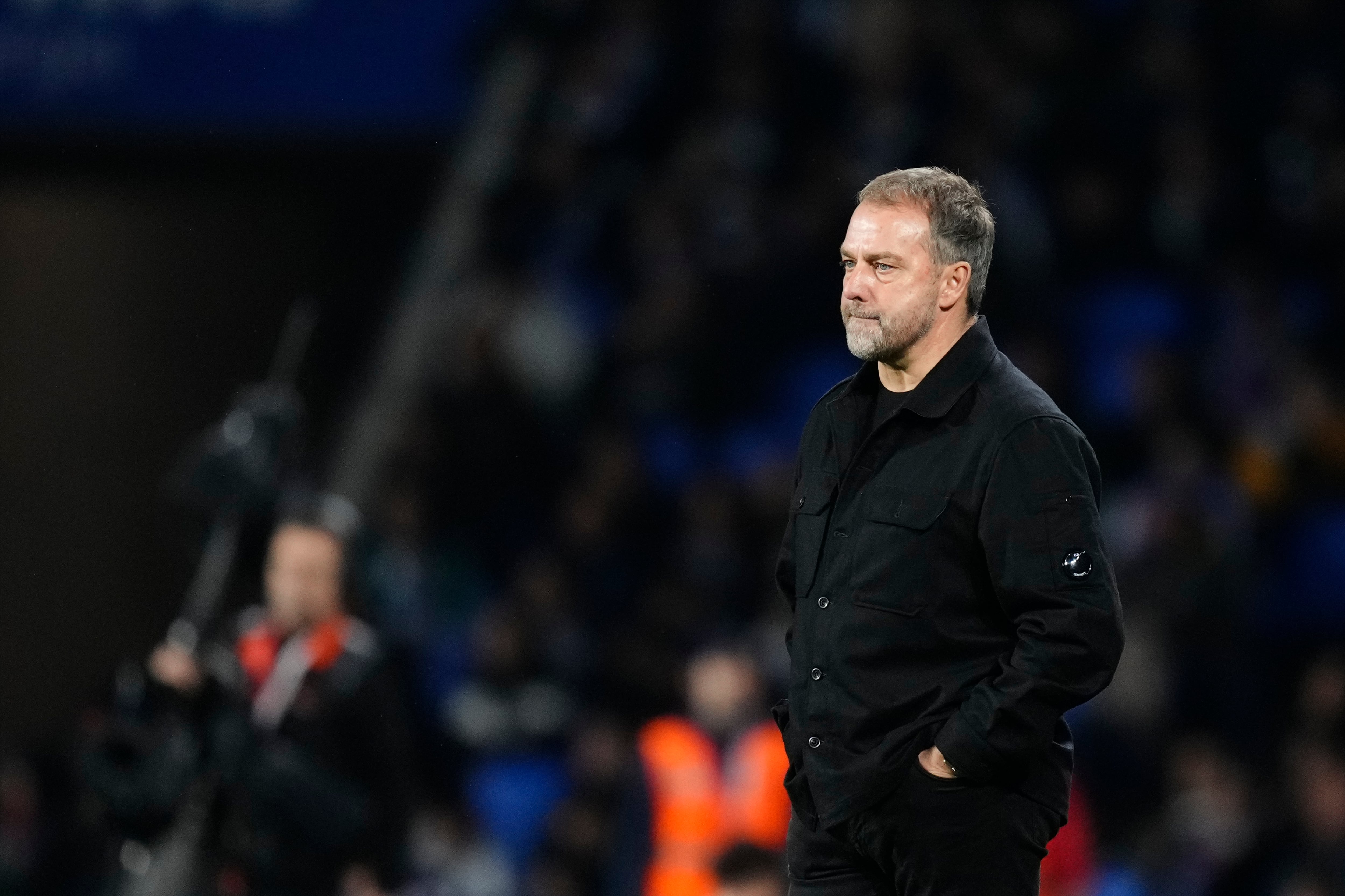 Hansi Flick, durante el Real Sociedad-FC Barcelona de LaLiga