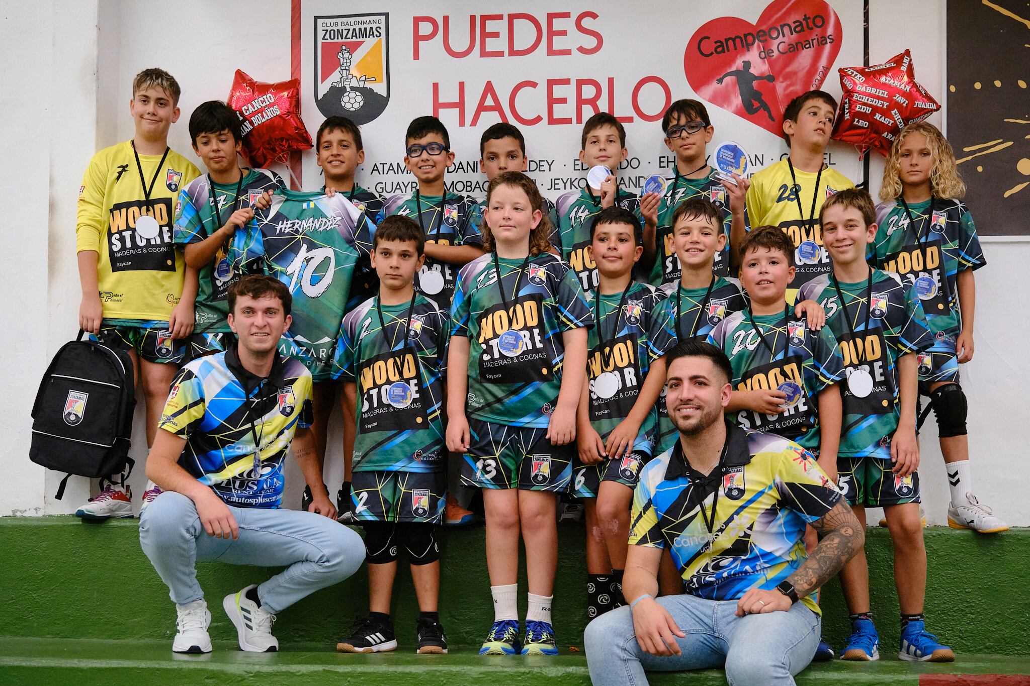 Jugadores y técnicos del Zonzamas Wood Store, subcampeón de Canarias.