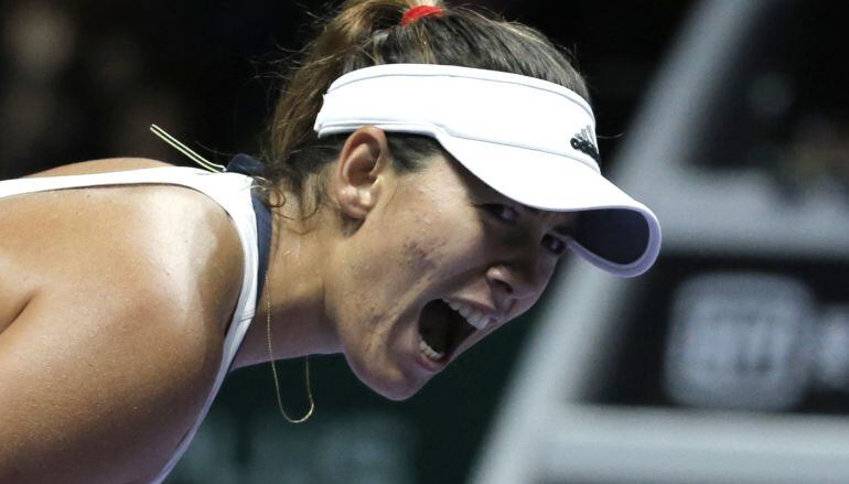 Garbiñe Muguruza grita de rabia en Singapur