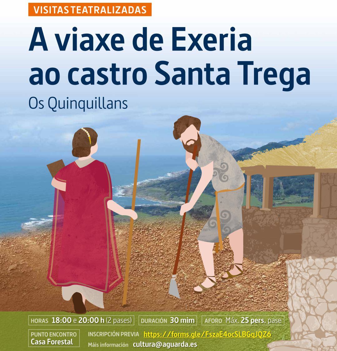 Cartel de las visitas teatralizadas al castro de Santa Trega en A Guarda durante este verano.