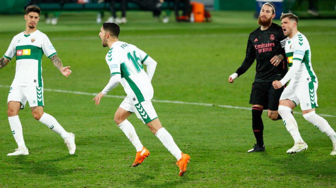 Fidel tras marcar el 1-1 de penalti al Real Madrid en la primera vuelta 