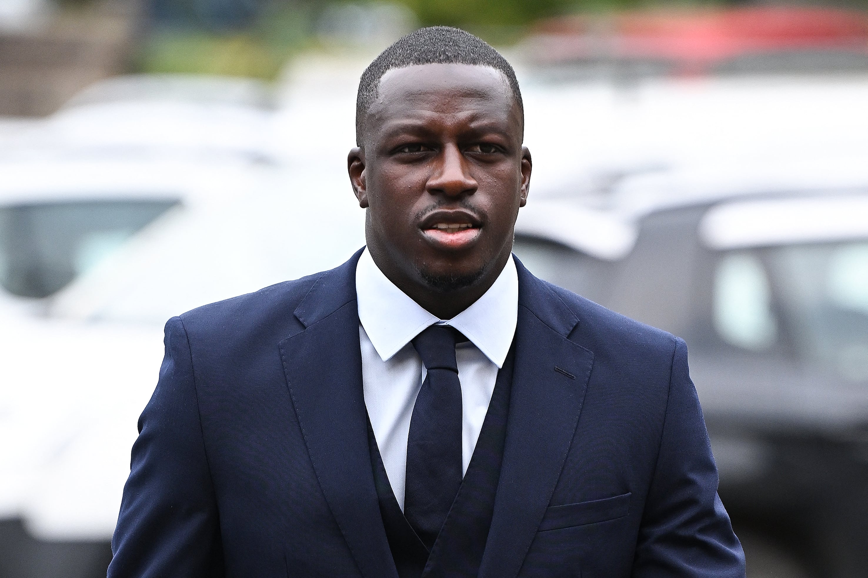 Benjamin Mendy llega al juicio en agosto de 2022.