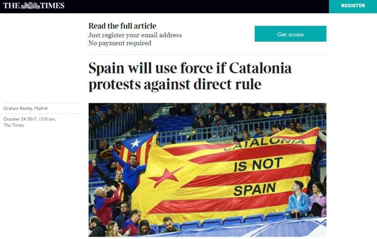 La noticia en &#039;The Times&#039; por la que Méndez de Vigo pide la rectificación.