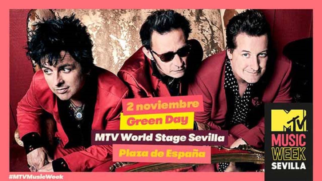 El grupo norteamericano Green Day ofrece en la plaza de España de Sevilla su único concierto en España dentro de los actos programados por MTV