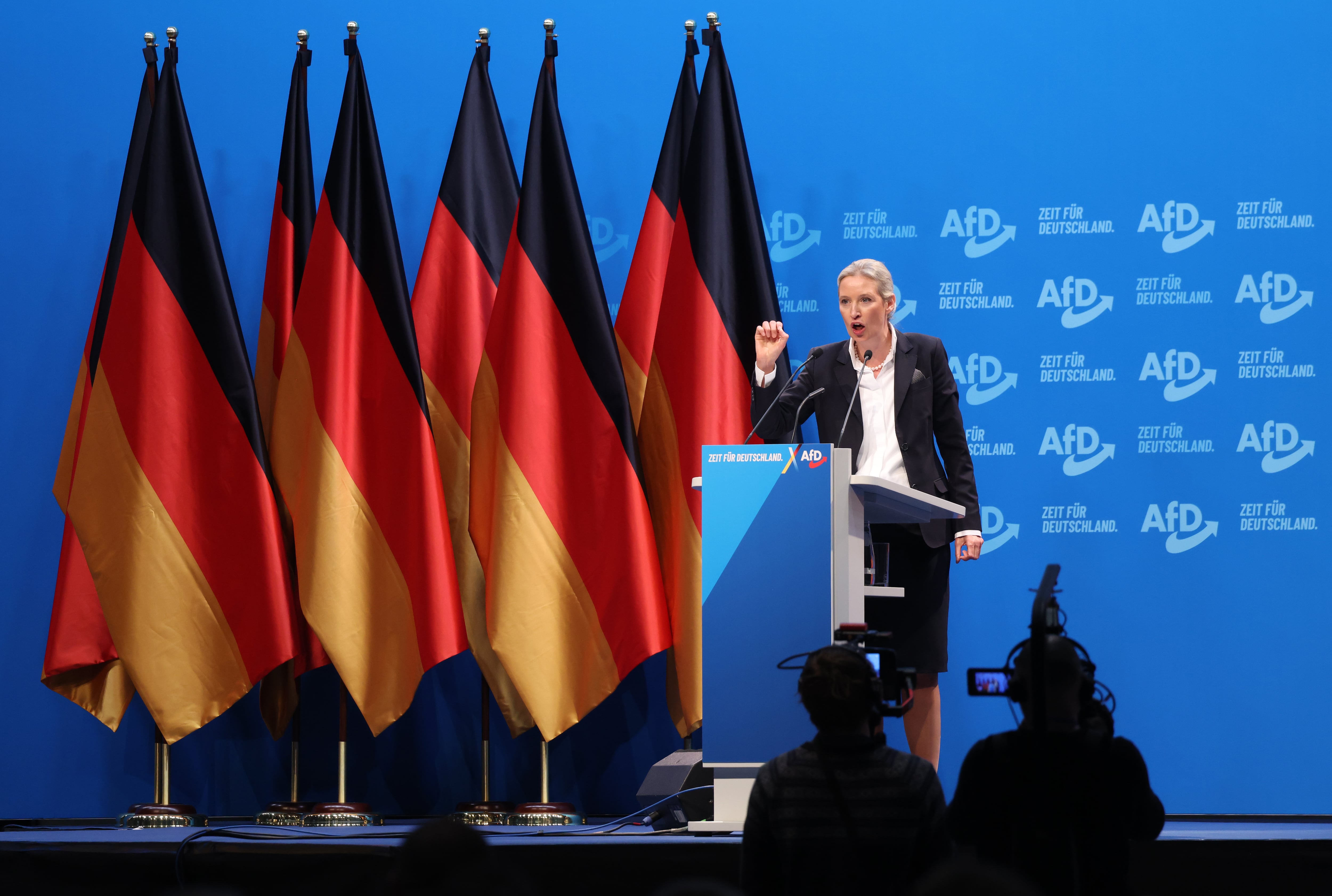 La dirigente de AfD, Alice Weidel, en un acto en Riesa este año