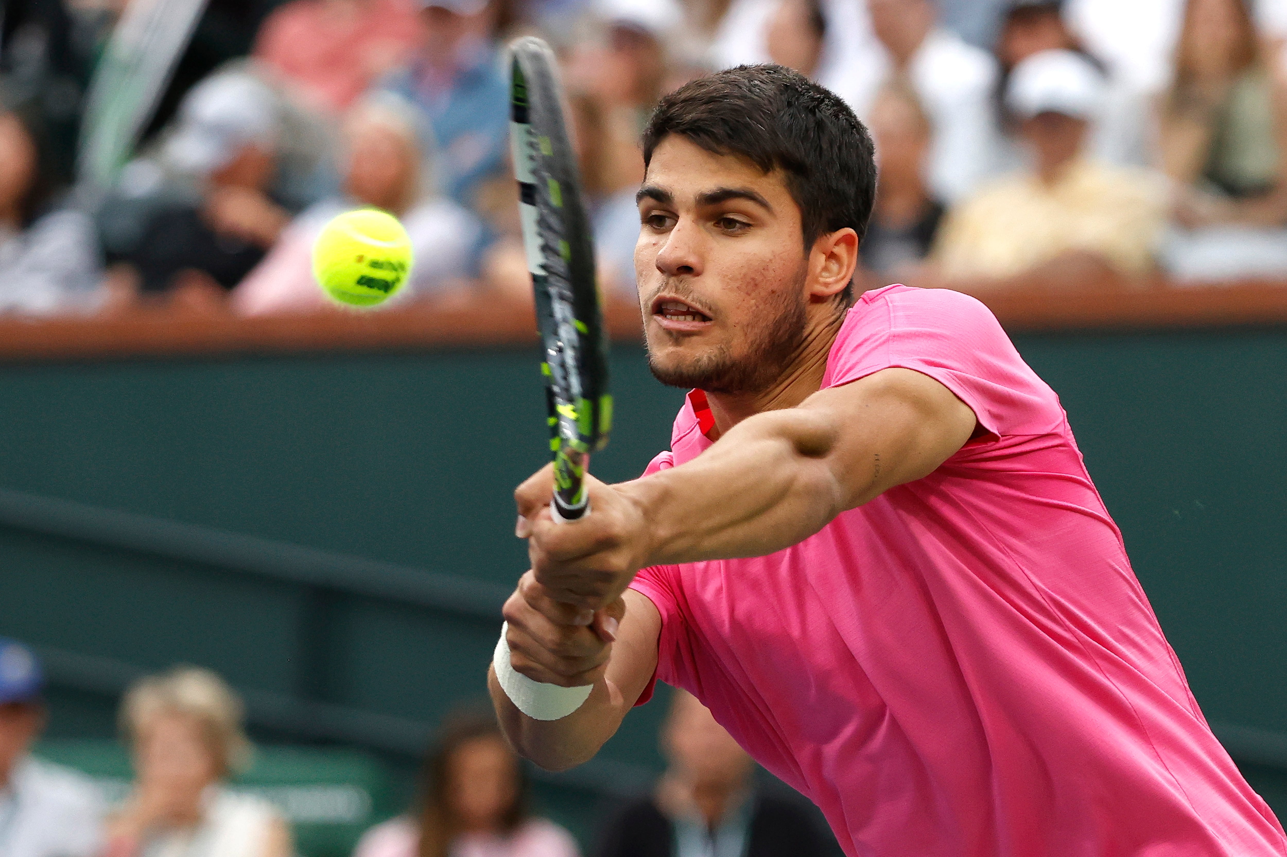 Carlos Alcaraz, durante las semifinales de Indian Wells ante Sinner.