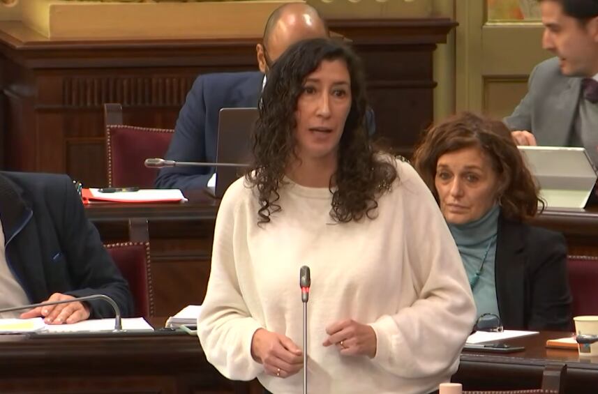 Imagen de Amanda Fernández en su intervención en el Parlament