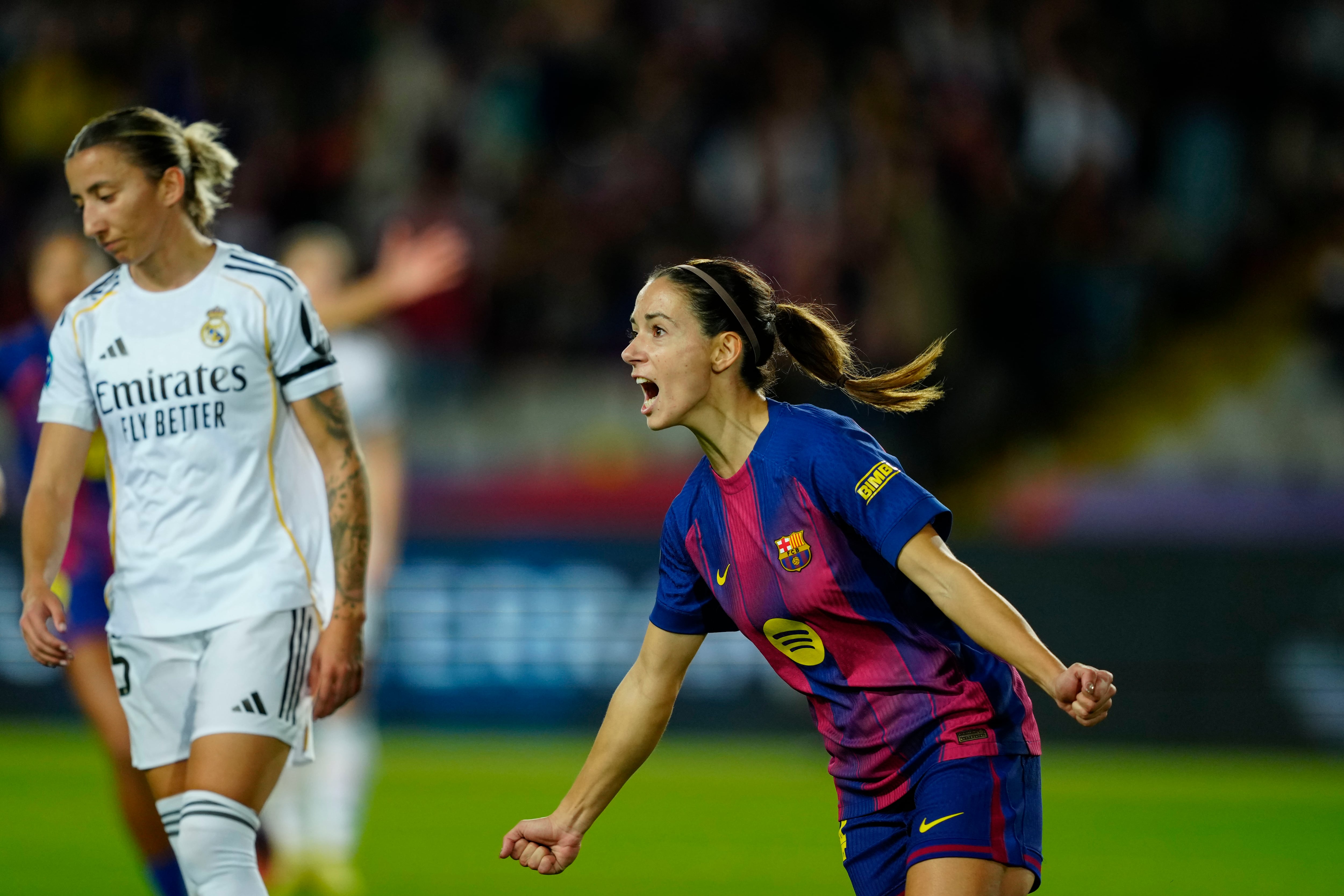 Aitana Bonmati celebra su gol contra el Real Madrid
