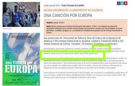 En la descripción se puede leer &quot;baixesa moral&quot; o preguntas sin interrogante al inicio, como en valenciano