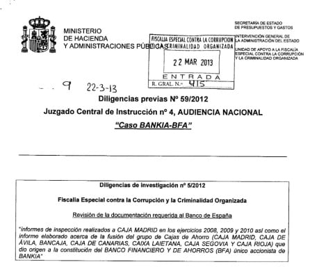 Informe de la Intervención General del Estado sobre el trabajo de supervisión que el Banco de España realizó de Caja Madrid.