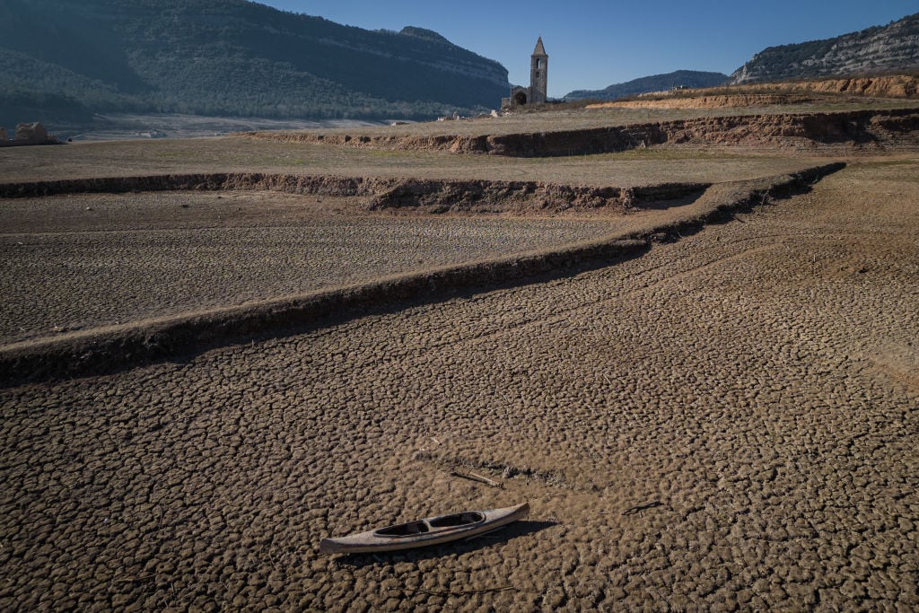 Un embalse de Barcelona, al mínimo de su capacidad.