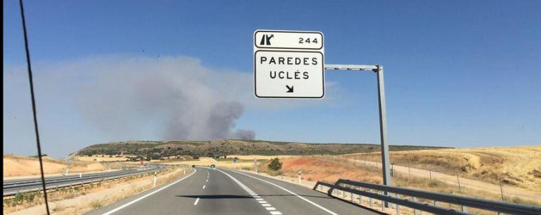 Vista del incendio de Carrascosa del Campo