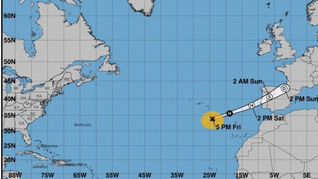 La trayectoria prevista del huracán Leslie