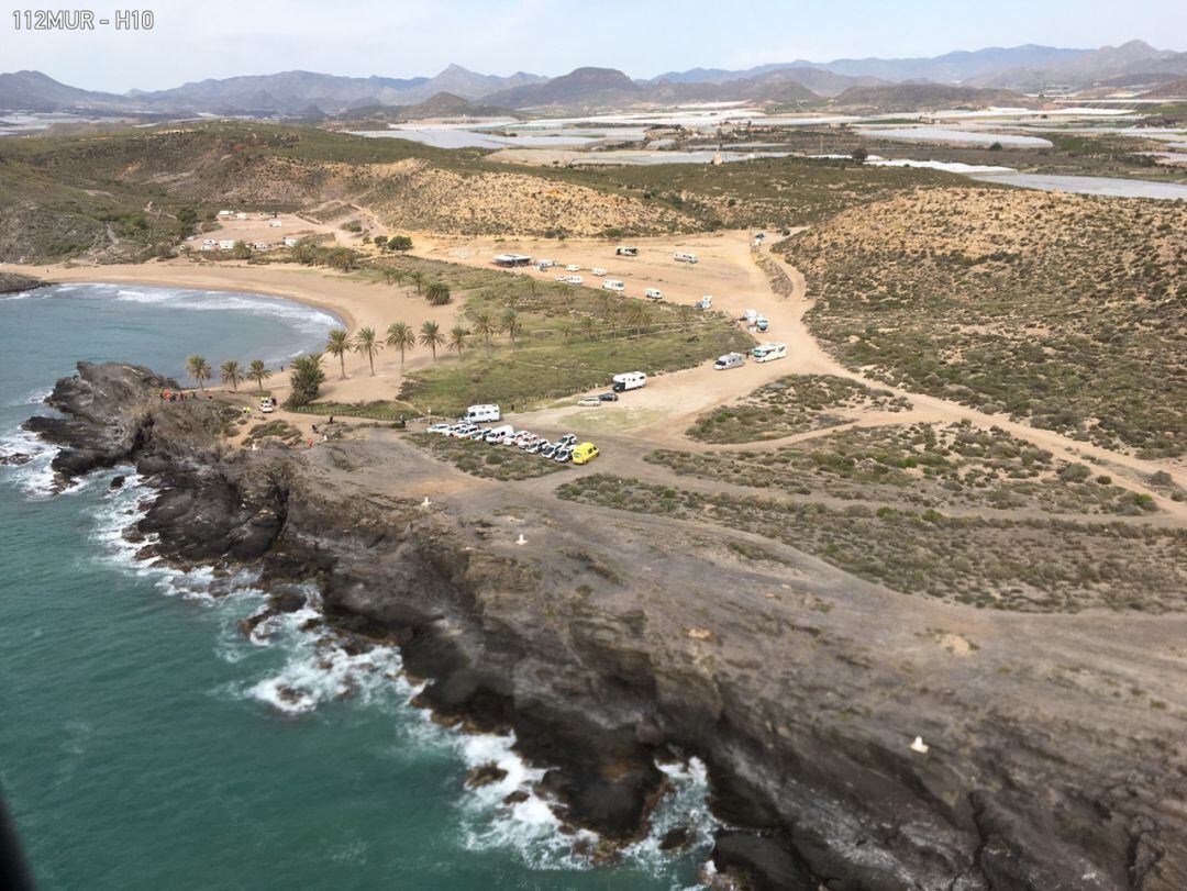 Placha de Percheles, en Mazarrón, donde se produjo el naufragio de una patera