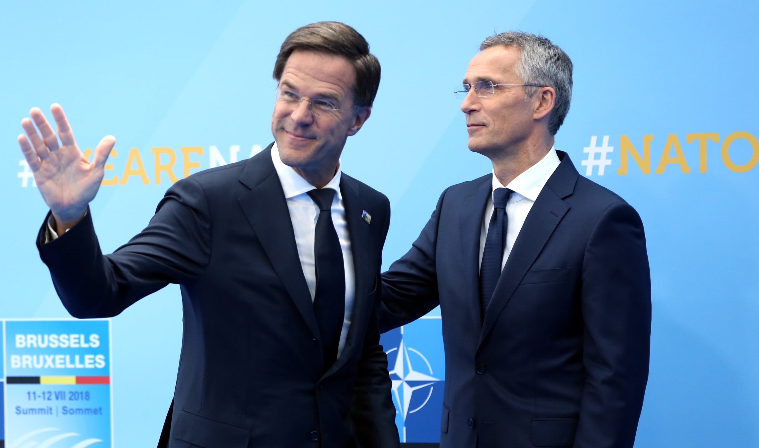 Rutte y Stoltenberg antes de una reunión de los países de la OTAN en Bruselas