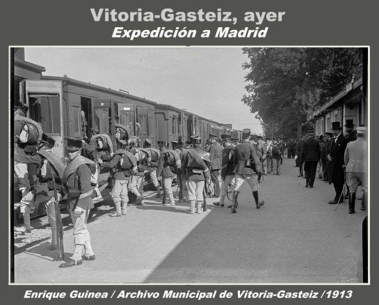 EJÉRCITO FRANCÉS EN LA ESTACIÓN DE VITORIA. 1913