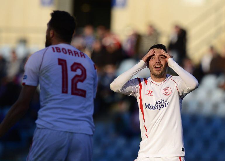 Aspas e Iborra, durante el partido ante el Getafe en el Coliseum