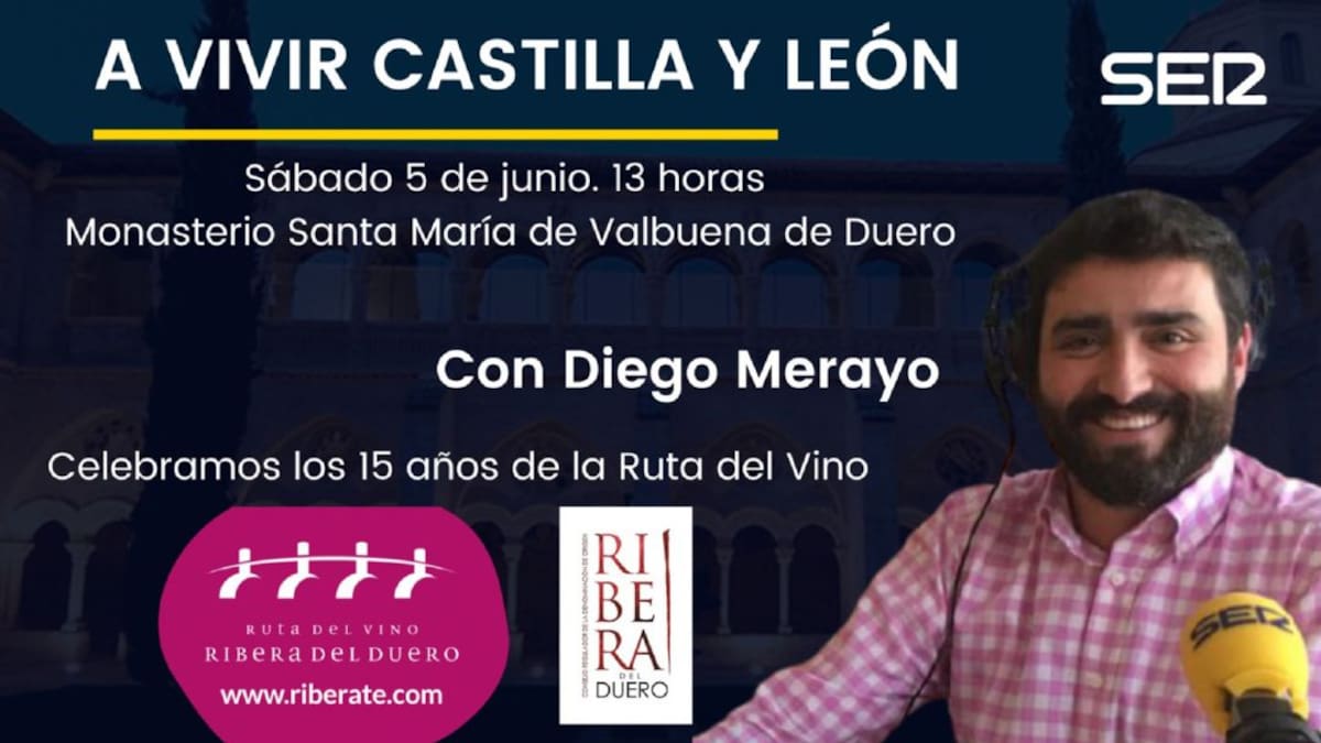 El presentador de A Vivir Castilla y León, Diego Merayo, repasa en Radio Peñafiel la visita del programa este sábado al Monasterio de Santa María, en Valbuena de Duero.