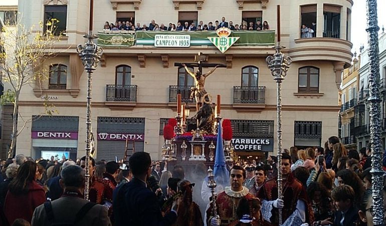 Imagen del Cristo de la Buena Muerte en su salida procesional del pasado Domingo de Ramos